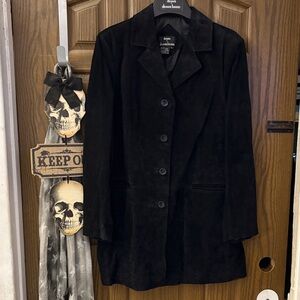 Dennis Basso Black Suede Leather Blazer